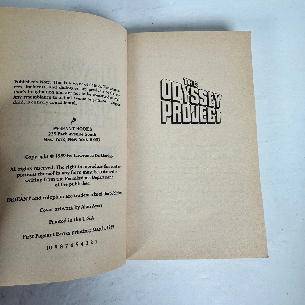 The Odyssey Project Lawrence De Marino 1989 First Printing Thriller Fiction